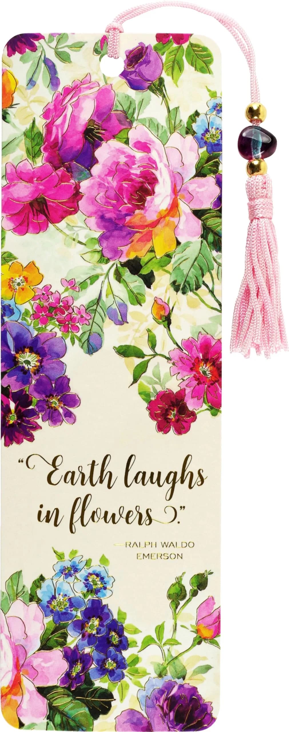 PETER PAUPER PRESS Peony Garden Beaded Bookmark | Elegant floral design with gold foil accents — Multicolor