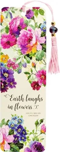 PETER PAUPER PRESS Peony Garden Beaded Bookmark | Elegant floral design with gold foil accents thumbnail 1