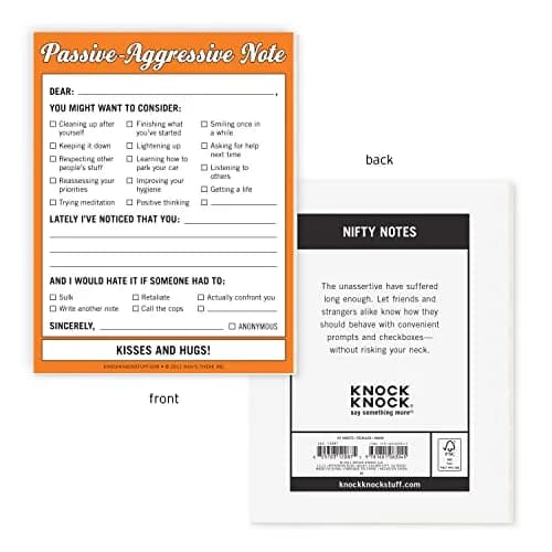 Knock Knock Passive-Aggressive Nifty Note Pad 4 x 5.25 inches | Humorous communication tool with 50 sheets thumbnail 2
