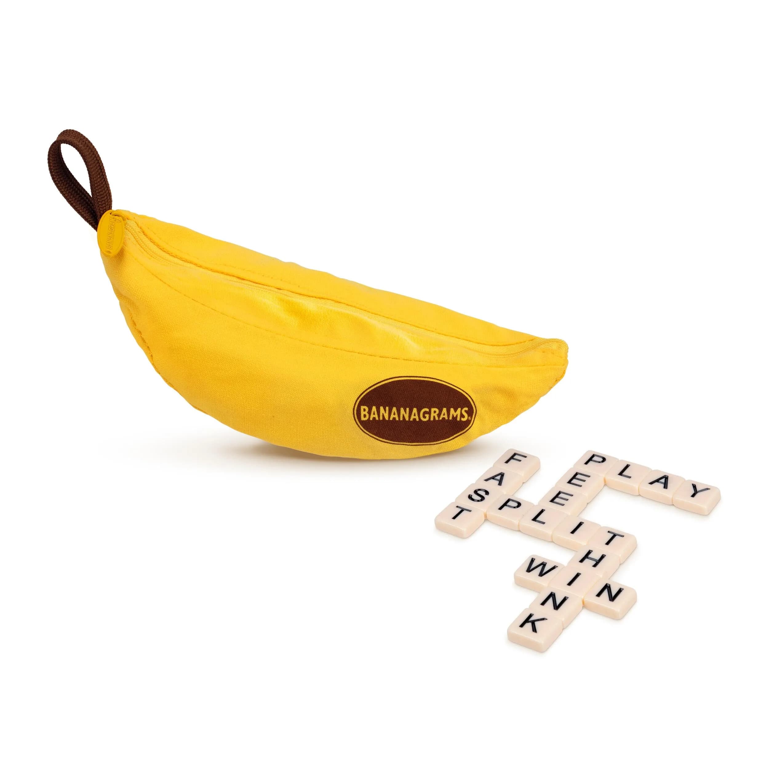 Bananagrams Classic Word Game, 144 Tiles in Banana Pouch, Travel Game | Fast-paced educational word puzzle for kids & adults