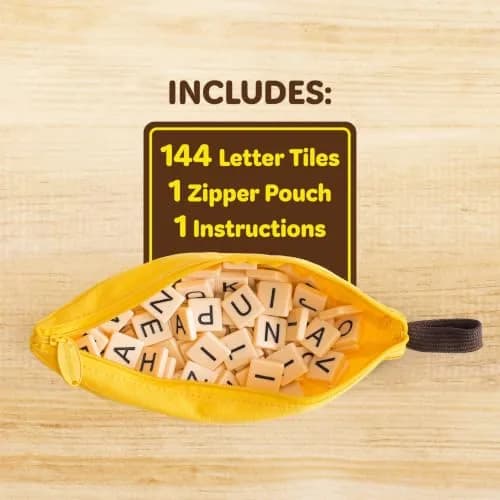 Bananagrams Classic Word Game, 144 Tiles in Banana Pouch, Travel Game | Fast-paced educational word puzzle for kids & adults thumbnail 3