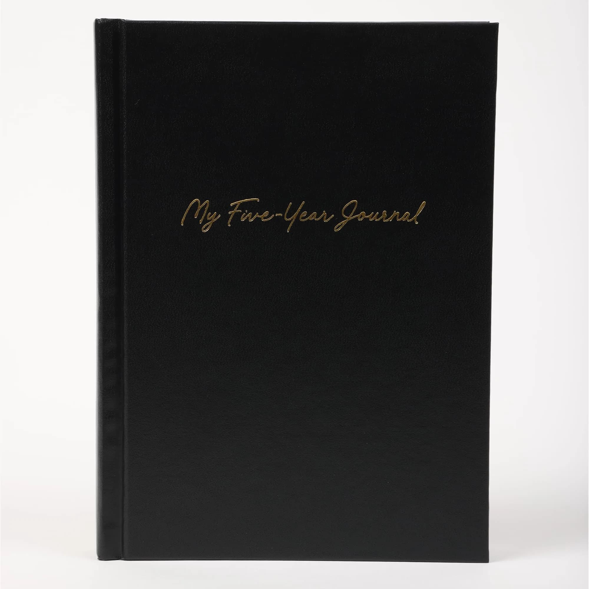 Writing Your Life Hard Cover 5 Year Journal | Simple Daily Memory Book | 6x8.25 Inch Rich Black
