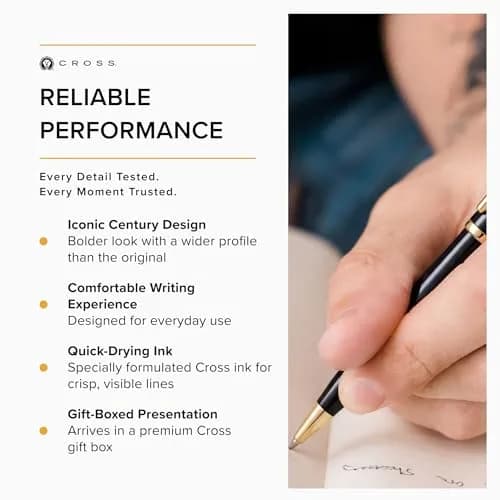 Cross Century II Classic Black Ballpoint Pen, Medium Point, Black Ink | Elegant Metal Body, Refillable, 0.31mm Line Width thumbnail 5