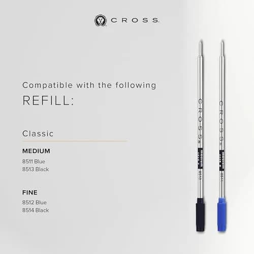 Cross Century II Classic Black Ballpoint Pen, Medium Point, Black Ink | Elegant Metal Body, Refillable, 0.31mm Line Width thumbnail 8