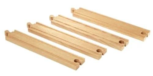 BRIO World 33341-4 Piece Long Straight Wooden Train Tracks | Expandable & Compatible Railway Set | Engineered for Kids Ages 3 and Up | FSC Certified Materials thumbnail 2