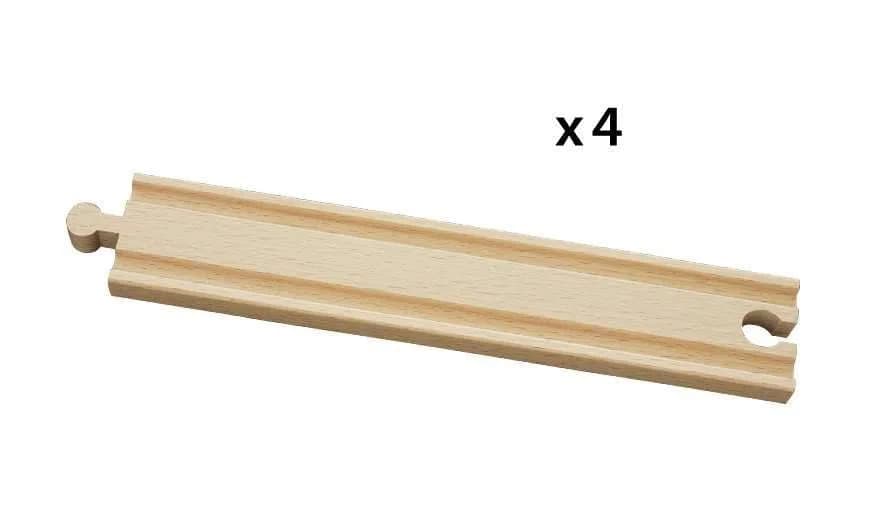 BRIO World 33341-4 Piece Long Straight Wooden Train Tracks | Expandable & Compatible Railway Set | Engineered for Kids Ages 3 and Up | FSC Certified Materials thumbnail 4