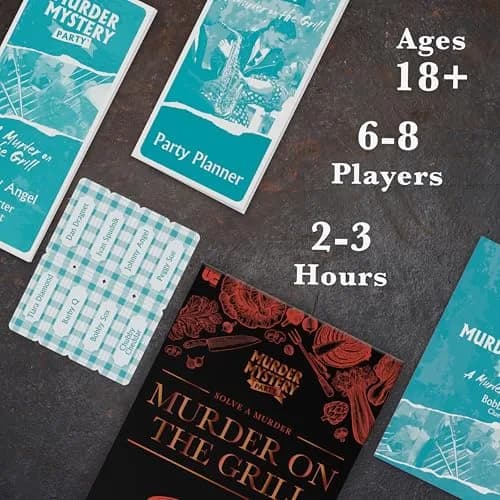 Murder Mystery Party A Murder on the Grill Game, 6-8 Players, 18+ | Interactive Dinner Party Game for Adults thumbnail 4