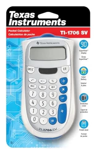Texas Instruments TI-1706 SV Standard Function Calculator | 8-Digit SuperView Display, Dual Power, Compact Design thumbnail 7