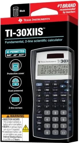 Texas Instruments TI-30XIIS Scientific Calculator, Black | Solar & Battery Powered, 2-Line Display thumbnail 4