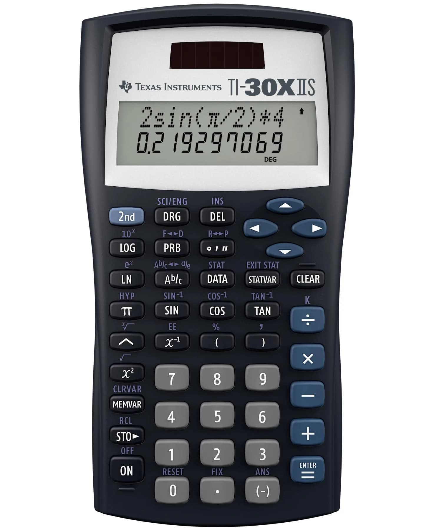 Texas Instruments TI-30XIIS Scientific Calculator, Black | Solar & Battery Powered, 2-Line Display - main product image