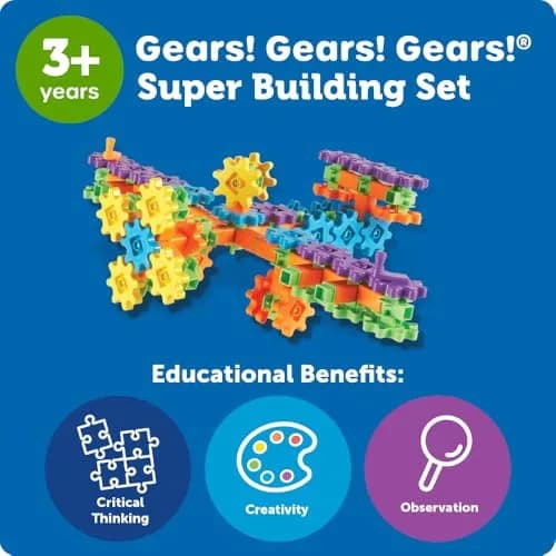 Learning Resources Gears! Gears! Gears! Super Building Toy Set 1.93 kg (4.25 lb) | STEM Learning Toy thumbnail 6