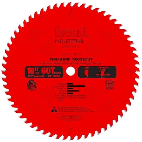 Freud 10-Inch 60 Tooth ATB Thin Kerf Crosscut Blade | Precise Finish for Hardwood & Softwood thumbnail 1
