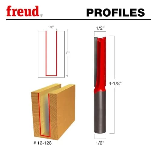 Freud 1/2" Double Flute Straight Router Bit with TiCo Carbide - 2" Cut Height | Precision Grooving & Edge Routing thumbnail 2