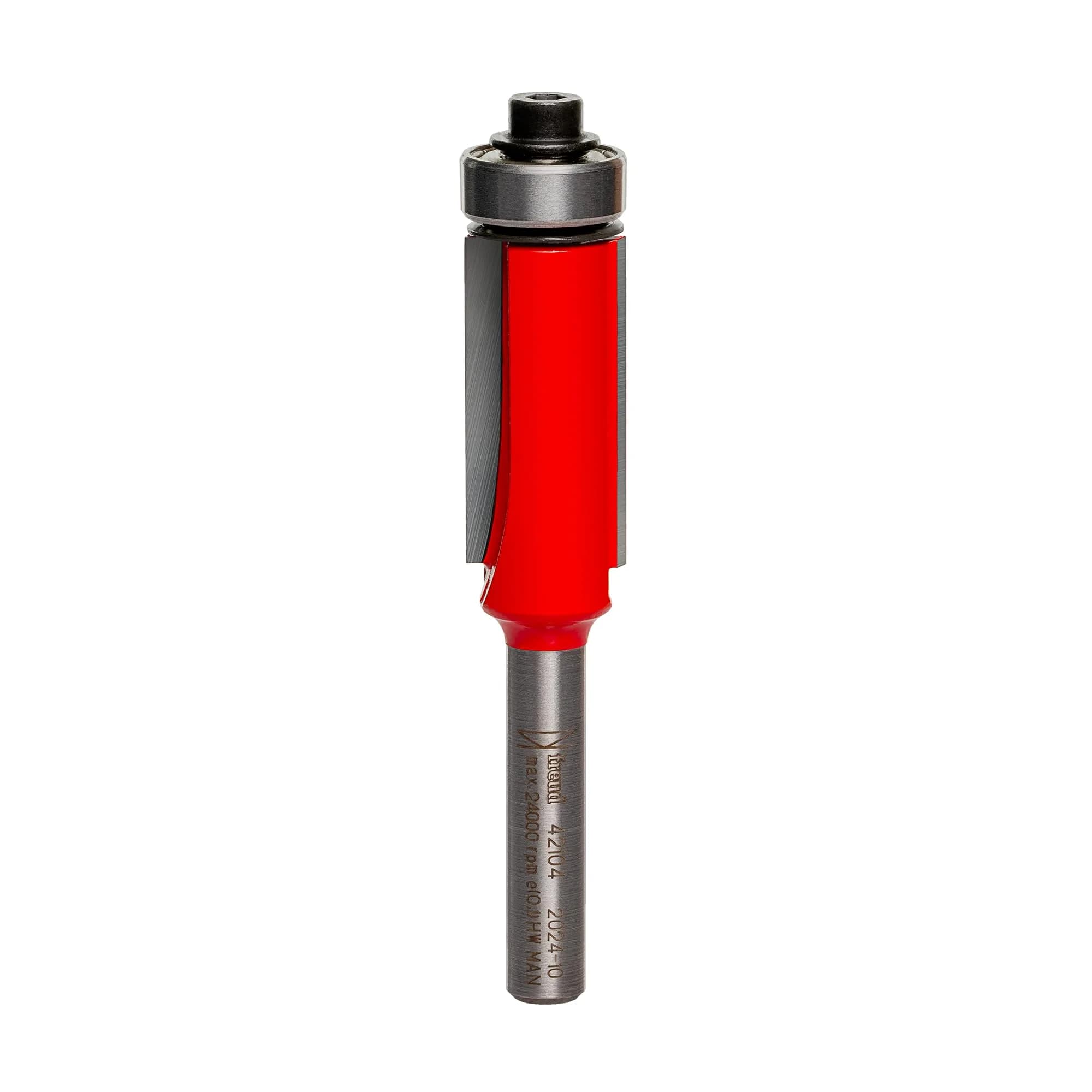 Freud 42-104: 1/2" (Dia.) Bearing Flush Trim Bit | 1/4" Shank, 2 Flutes, Carbide, Titanium Coated — Multi
