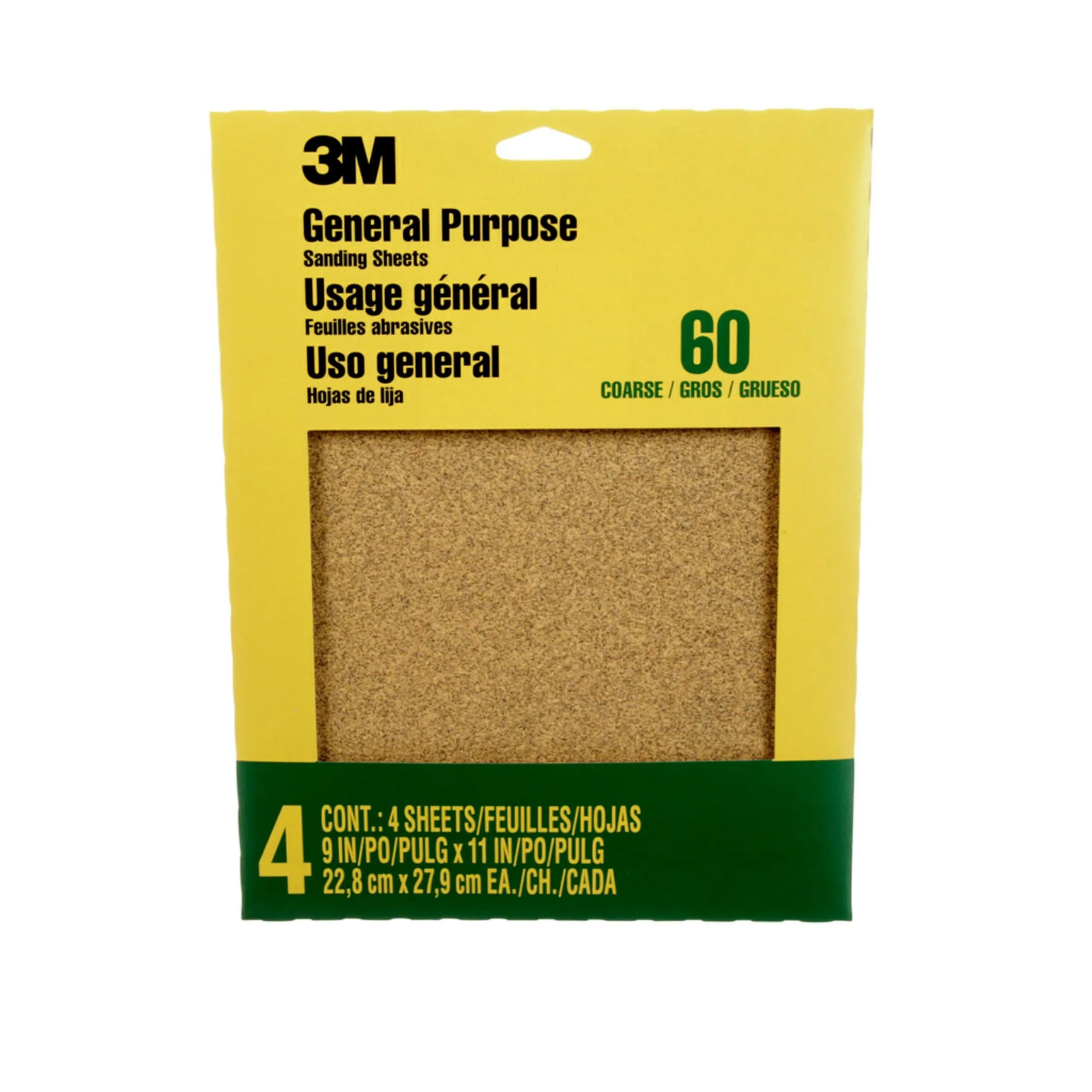 3M Sandpaper Sheets 60 Grit, 22.86 cm x 27.94 cm (9 in x 11 in) | Coarse Aluminum Oxide for Wood, Metal, Paint