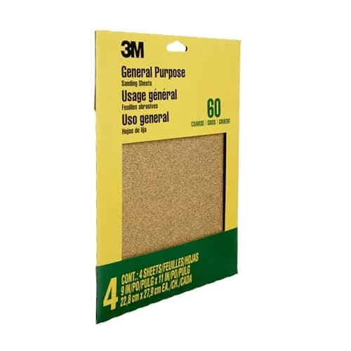 3M Sandpaper Sheets 60 Grit, 22.86 cm x 27.94 cm (9 in x 11 in) | Coarse Aluminum Oxide for Wood, Metal, Paint thumbnail 2