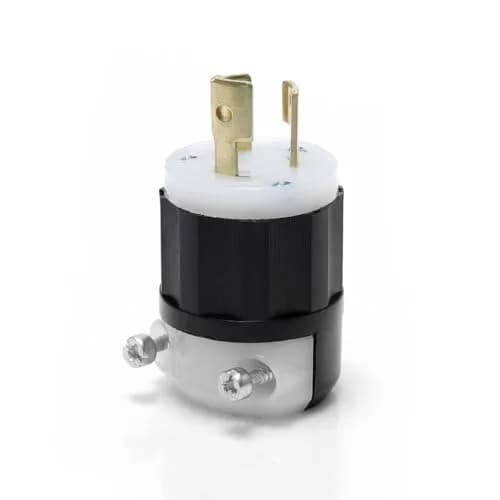 Leviton 15 Amp, 125 Volt, NEMA L5-15P Locking Plug, Industrial Grade, Grounding, Black-White | Heavy Duty Electrical Plug thumbnail 1