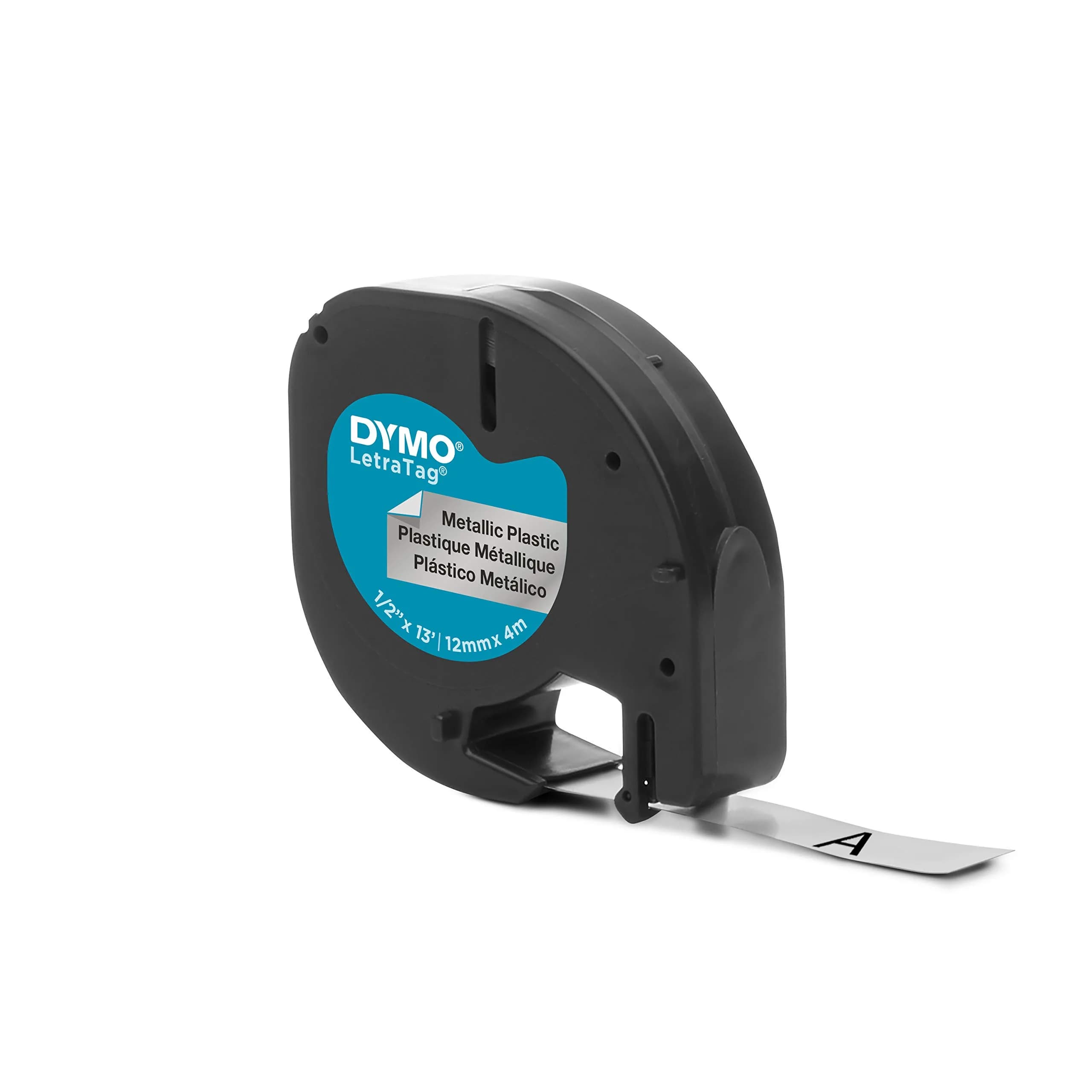 DYMO LetraTag Labeling Tape, Black on Metallic Silver, 12mm (0.5'') x 4m (13') | Durable Plastic Labels for Home Organization - view 3