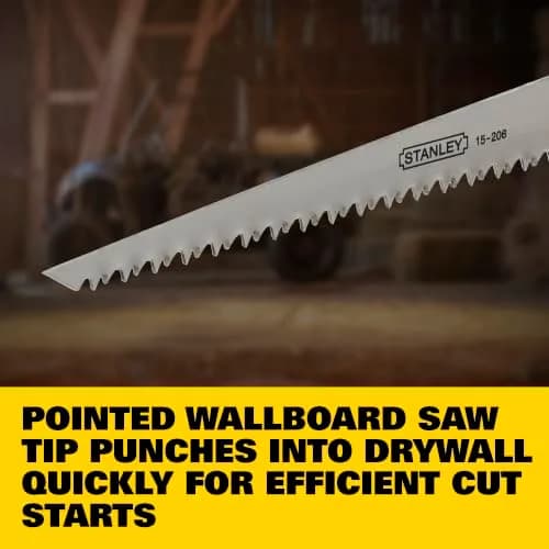 STANLEY Wallboard Saw 152mm Compact Steel Blade, 7 TPI | Controlled drywall cuts, comfortable handle, for drywall & wallboard work thumbnail 2
