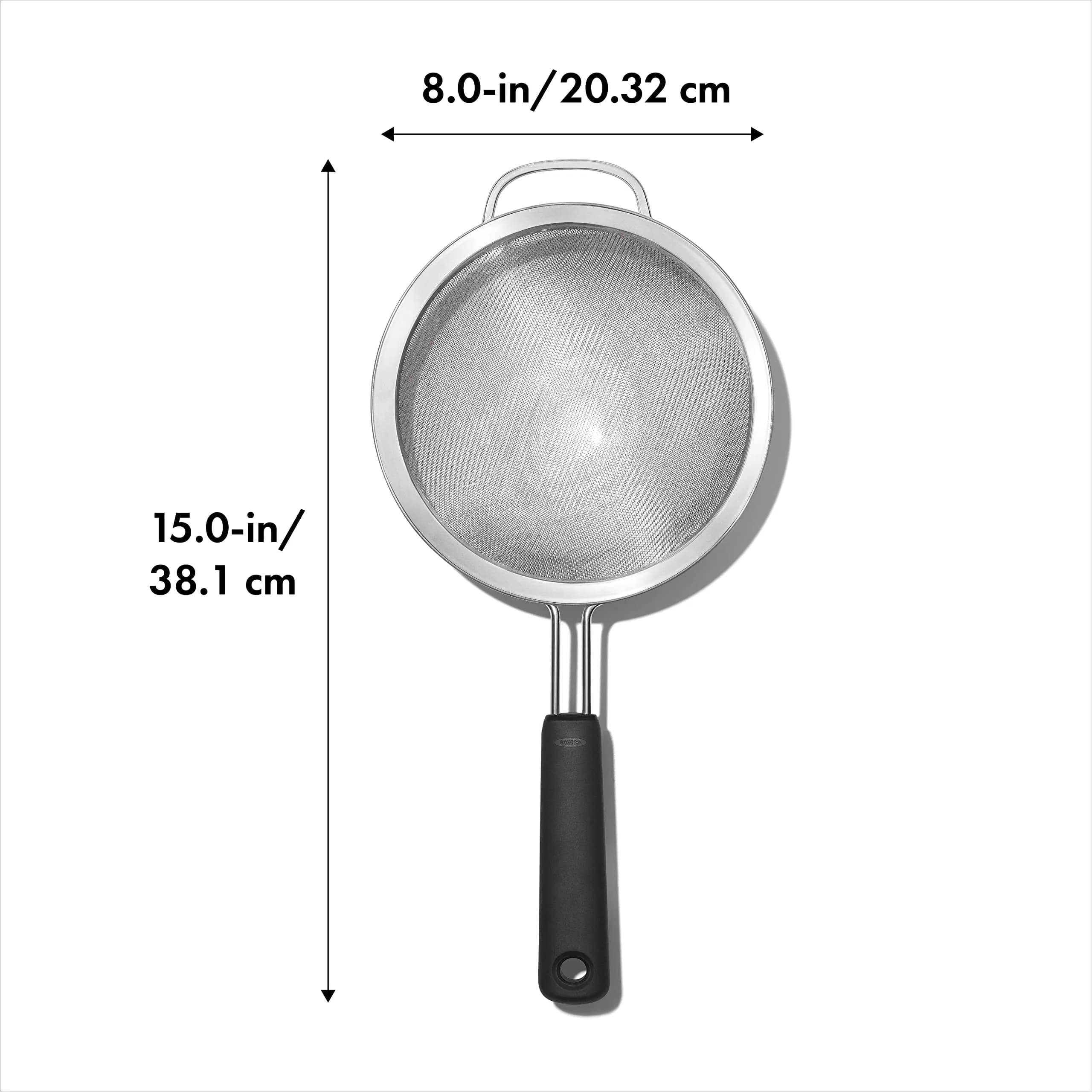 OXO Good Grips 8-Inch Fine Mesh Strainer with Non-Slip Handle | Strains Grains, Pasta, Stock - view 2