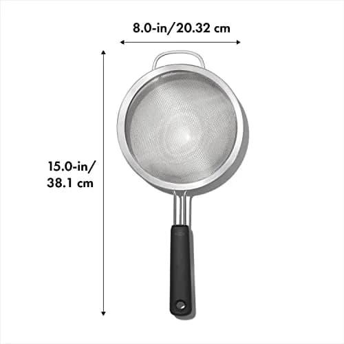 OXO Good Grips 8-Inch Fine Mesh Strainer with Non-Slip Handle | Strains Grains, Pasta, Stock thumbnail 2