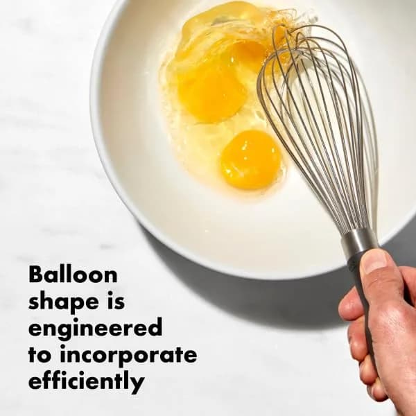 OXO Good Grips Balloon Kitchen Whisk - Stainless Steel, 28cm (11 Inch) | Ergonomic Handle for Vigorous Whipping thumbnail 4