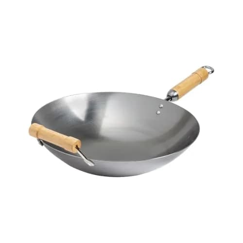 Joyce Chen Classic Series 14-Inch Round Bottom Carbon Steel Wok with Birch Handles | Traditional Asian-Style Cookware thumbnail 1