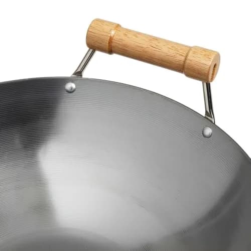 Joyce Chen Classic Series 14-Inch Round Bottom Carbon Steel Wok with Birch Handles | Traditional Asian-Style Cookware thumbnail 4