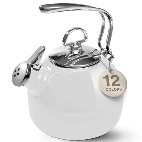 Chantal Classic Teakettle 1.8 QT White | Enamel Steel Rapid Boil & Harmonica Whistle thumbnail 1