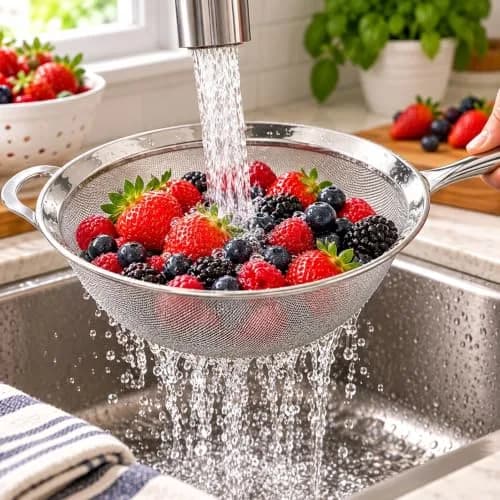 Norpro 8" KRONA Stainless Steel Double Mesh Strainer | Fine Mesh for Sifting & Rinsing thumbnail 5