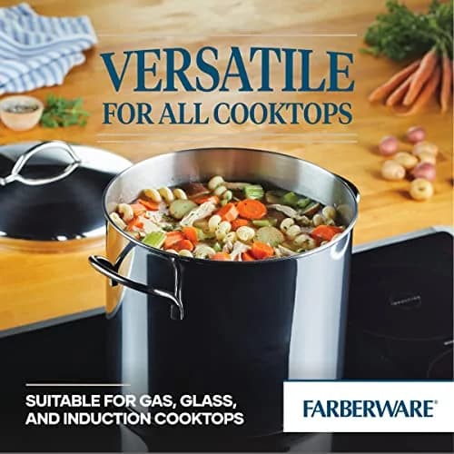 Farberware Classic Series 12 Qt Stainless Steel Stock Pot With Lid, Silver | Heavy-Duty 12 Quart Capacity for Large Batches thumbnail 3