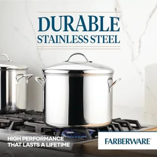 Farberware Classic Series 16 Quart Stock Pot with Lid | Stainless Steel, Oven & Dishwasher Safe thumbnail 5