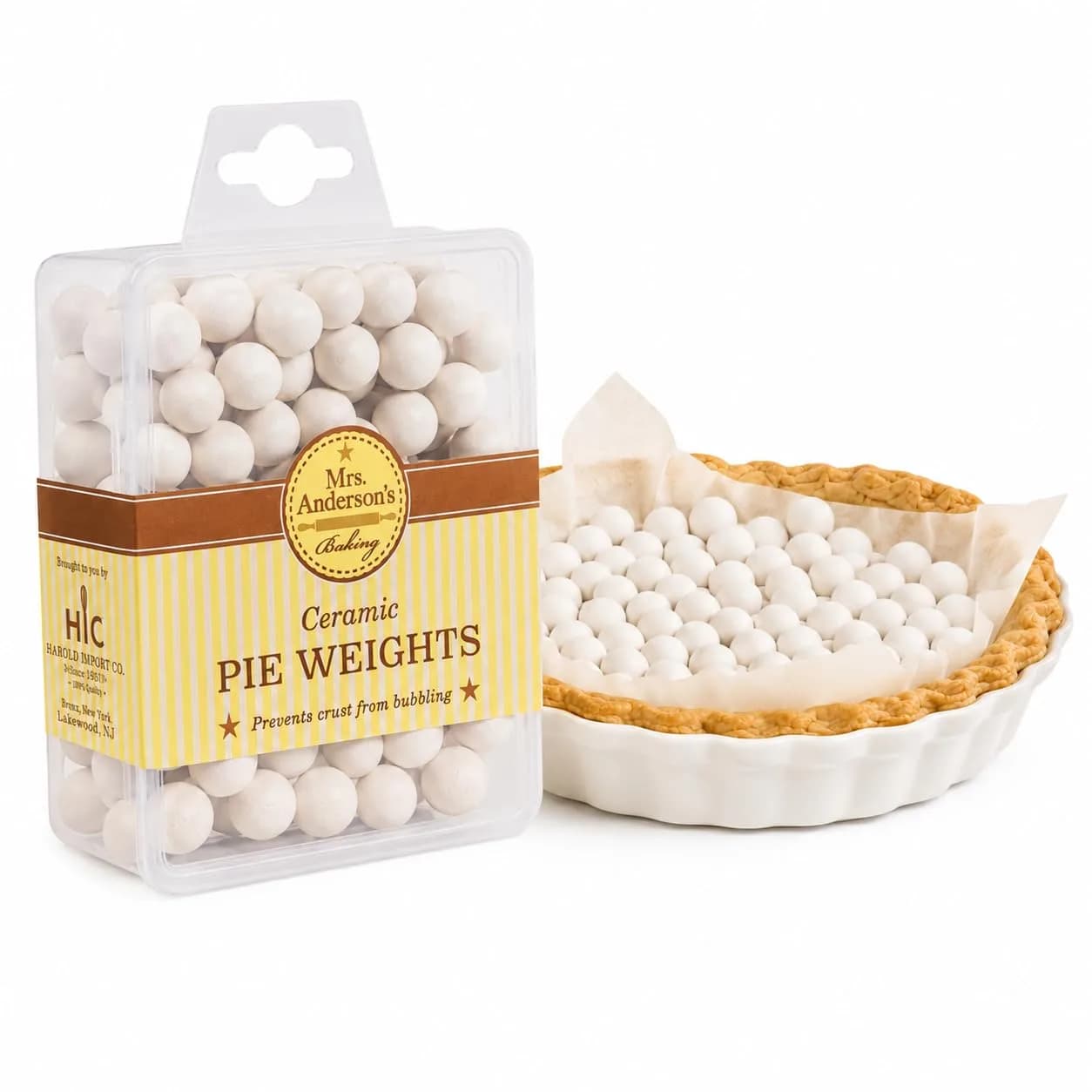 Mrs. Anderson's Baking Ceramic Pie Crust Weights, 135 Count (8 oz) | Blind Baking Tool for Even Crust Results - main product image