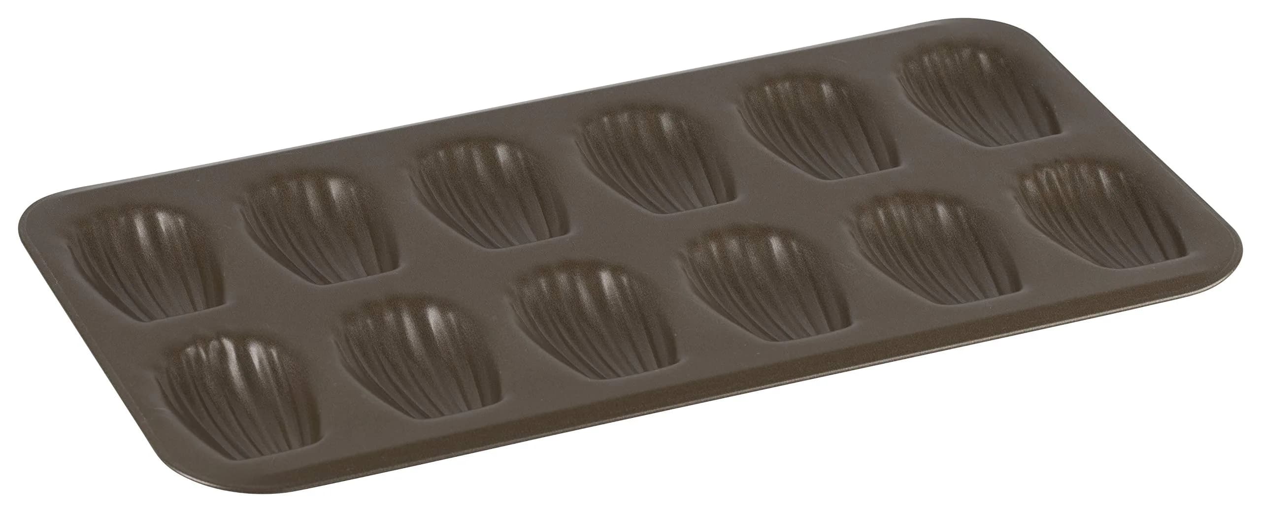 Gobel Madeleine Pan 12 Shells 15.6 x 7.9 in | Traditional Tin Plated Steel for Perfect Shell-Shaped Cakes — Black