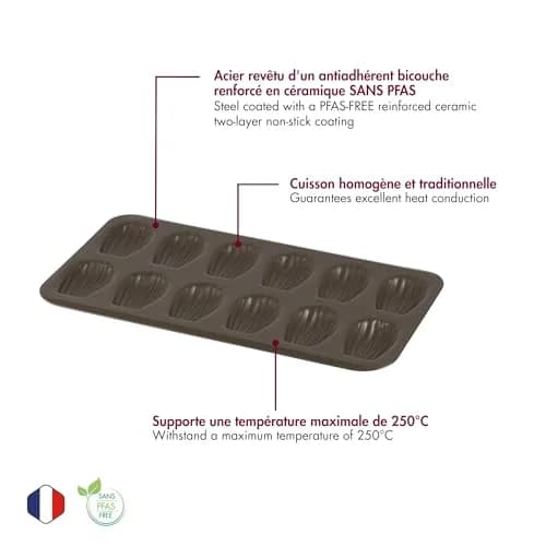 Gobel Non-Stick Madeleine Pan, 12 Shells, 15.6 x 7.9 in | French Bakeware Since 1887 thumbnail 2
