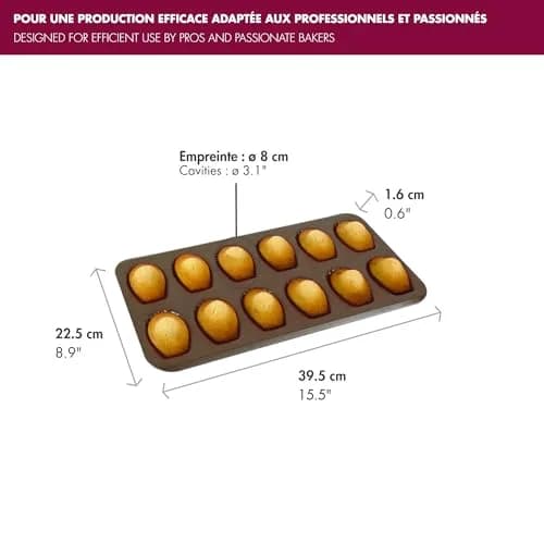 Gobel Non-Stick Madeleine Pan, 12 Shells, 15.6 x 7.9 in | French Bakeware Since 1887 thumbnail 3
