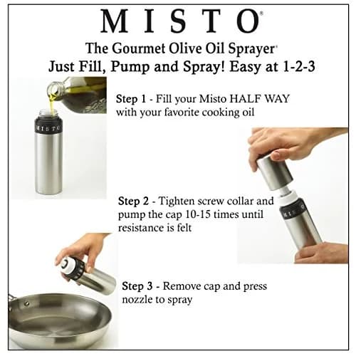 MISTO Gourmet Olive Oil Sprayer, Satin Aluminum, 50ml (1.7 Fl Oz) | Refillable Non-Aerosol Pump Mister thumbnail 4