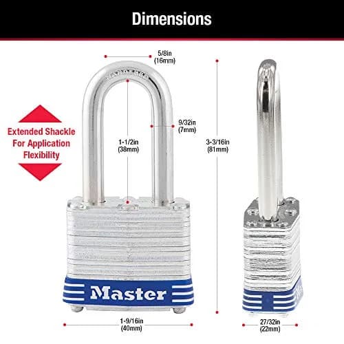 Master Lock 3DLF Outdoor Padlock with Key 1-1/2" Shackle | Durable Steel Lock for Outdoor Use thumbnail 7