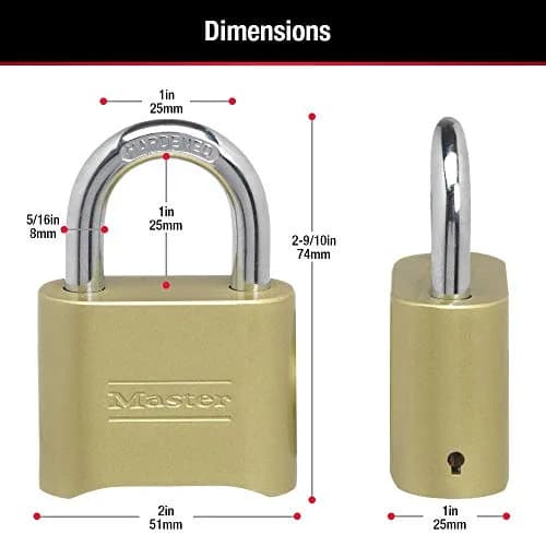 Master Lock 175D Resettable Combination Padlock Outdoor Brass Lock, 2-Inch Shackle (51mm) | 10,000 Combinations thumbnail 6