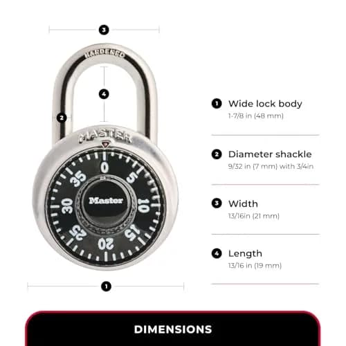 Master Lock 1500D Combination Padlock 48mm Body | Hardened Steel Shackle thumbnail 3