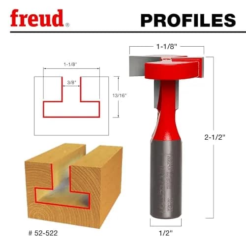 Freud 52-522 T-Slotting Cutter Bit 1-1/8" (28.58mm) Dia. with 1/2" (12.7mm) Shank | Precision T-Slotting for Wood Composites thumbnail 2