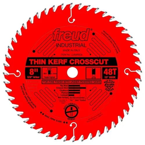 Freud LU88R008 8" x 48T Thin Kerf Fine Finish Crosscut Blade | Precise, Durable, USA Import thumbnail 1