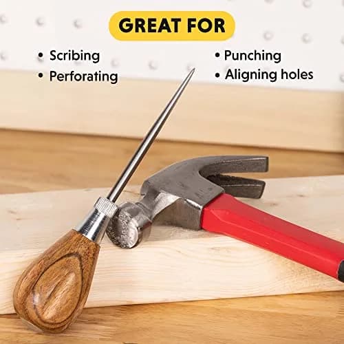 General Tools Scratch Awl Tool with Hardwood Handle, Alloy Steel Blade | Piercing Wood, Scribing, Layout Work thumbnail 4