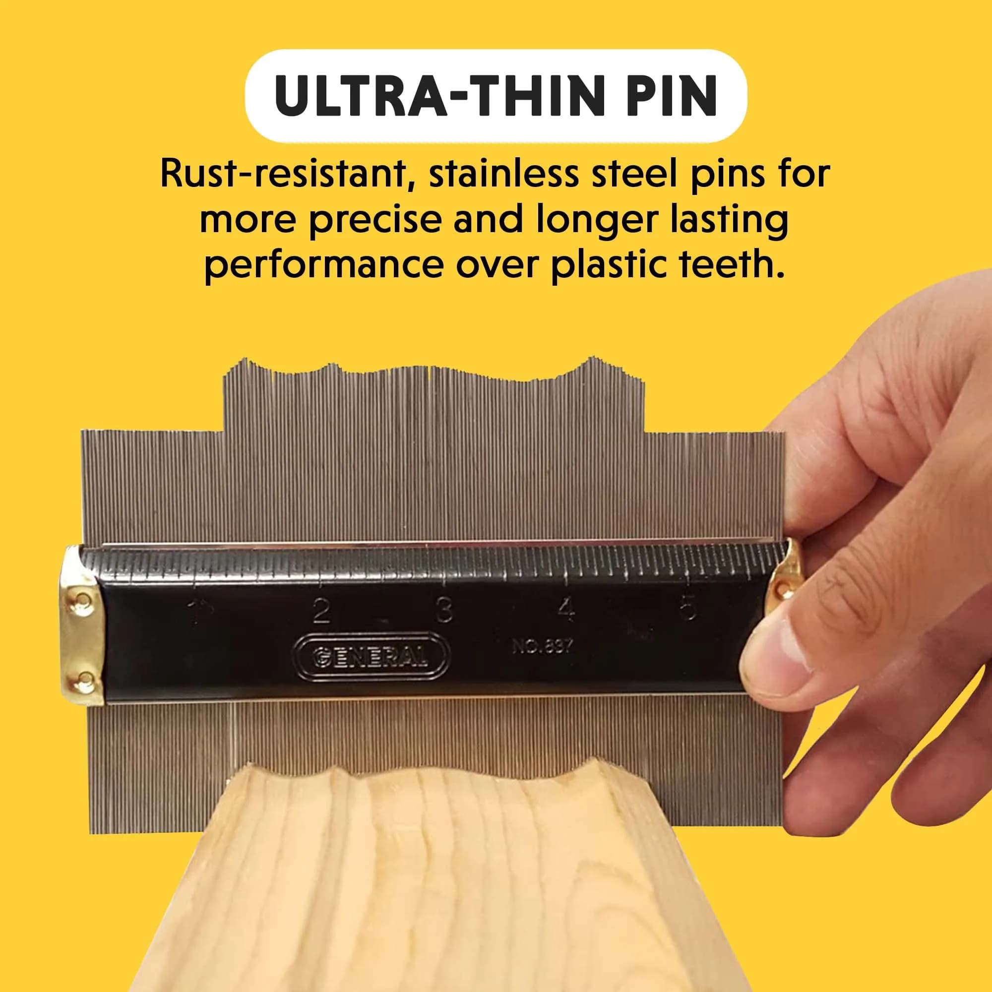 General Tools 837 Contour Gauge 6" (15.24 cm) | Instantly Copy Any Shape for Woodworking & Flooring - view 3