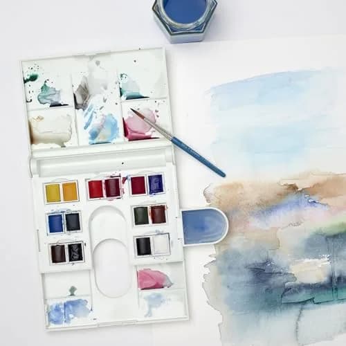 Winsor & Newton Cotman Watercolor Paint Set, Field Set, 14 Half Pan w/ Brush, Mixing Palette (14 Colors, 5ml Each) | Non-Toxic Art Paint thumbnail 2