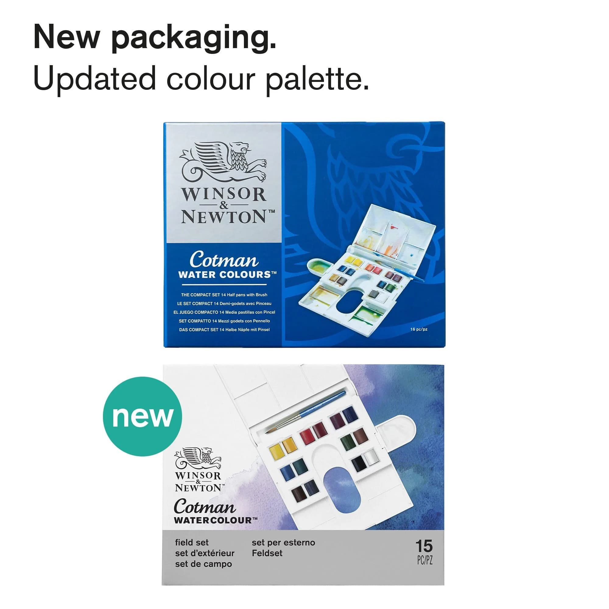 Winsor & Newton Cotman Watercolor Paint Set, Field Set, 14 Half Pan w/ Brush, Mixing Palette (14 Colors, 5ml Each) | Non-Toxic Art Paint - view 3