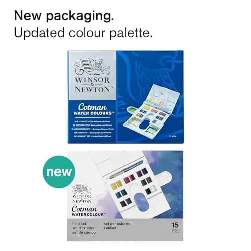 Winsor & Newton Cotman Watercolor Paint Set, Field Set, 14 Half Pan w/ Brush, Mixing Palette (14 Colors, 5ml Each) | Non-Toxic Art Paint thumbnail 3