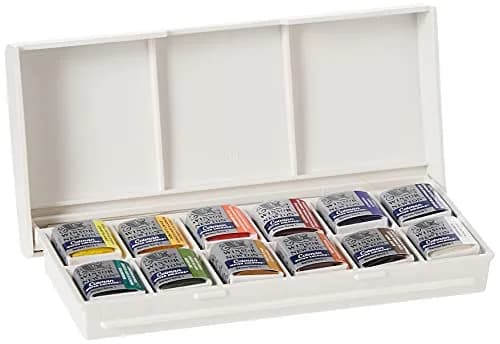 Winsor & Newton Cotman Watercolor Paint Set, Sketchers' Pocket Box, 12 Half Pans & Brush | Artist Grade Watercolor thumbnail 4