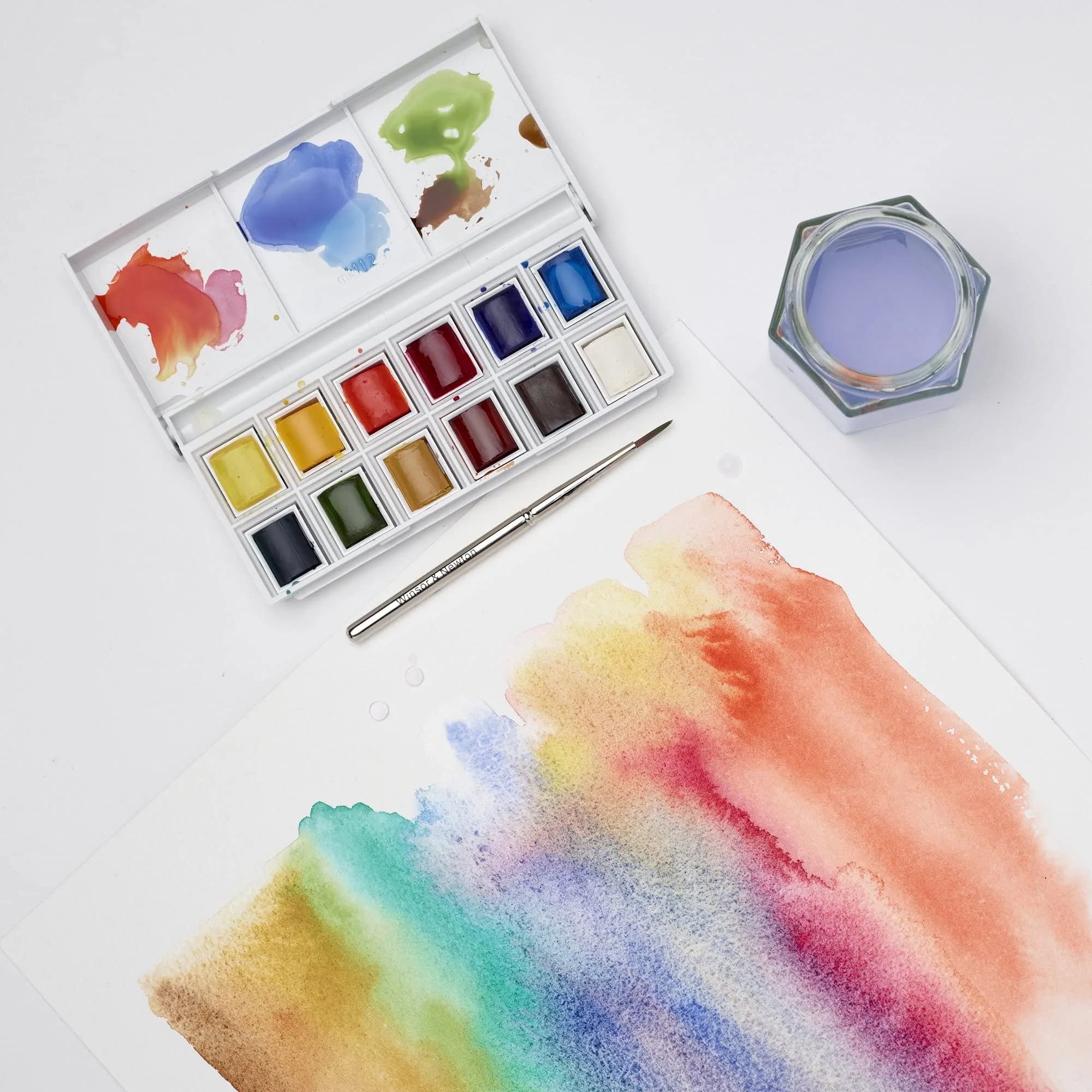 Winsor & Newton Cotman Watercolor Paint Set, Sketchers' Pocket Box, 12 Half Pans & Brush | Artist Grade Watercolor - view 5