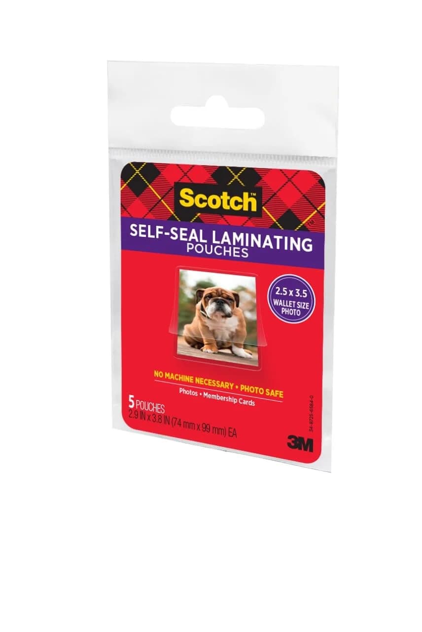 Scotch Self-Sealing Laminating Pouches, Wallet Photo Size 2 1/2 in x 3 1/2 in, 5 Pouches | Glossy Finish, Acid-Free, Photo-Safe - view 2
